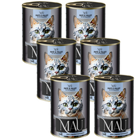 MAU Pate ir filė – drėgnas maistas sterilizuotam katinui su elnio mėsa ir Kamčiatkos uogomis, 6x400 g