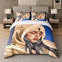 3 dalių patalynės komplektas, Billie Eilish 1 antklodės užvalkalas ir 2 pagalvių užvalkalai, Spausdinta patalynės dekoracija svečių kambariui 140cmx200cm