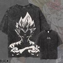 Majin Vegeta DBZ Pump Cover Oversized Vintage Wash Heavyweight Tee 110 gray