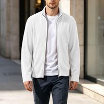 Vyriškas kardiganas su užtrauktuku, laisvalaikio megztinis kasdieniam dėvėjimui ir sluoksniavimui XXL balta