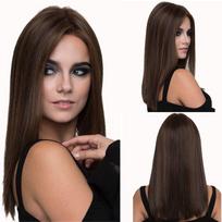 New Synthetic Fiber Wig Women's Middle Part Bangs High Temperature Silk Mechanism Wig Full Head Cover brown
