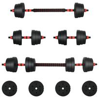 vidaXL 2-in-1 hantelių rinkinys 30kg Juoda ir raudona