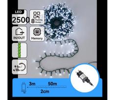 Aigostar - LED Kalėdinė lauko girlianda 2500xLED/8 funkcijų 53m IP44 šalta balta