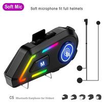 Bluetooth Ausinė RGB Motociklo Interkomas CVC Triukšmo Mažinimas IPX5 Atsparus Vandeniui Soft Mic black