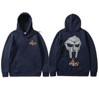 Rapper Mf Doom Madvillain Metal Mask Face Double Sided Print Hoodie Male Oversized Pullover Men's Hip Hop Rap Vintage Hoodies M black