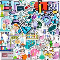 10/25/50 vnt. Chemijos laboratorijos grafiti lipdukai mokymui, telefonui, nešiojamam kompiuteriui, gitarai, šalmui, kelioniniams lagaminams, riedlentei, „pasidaryk pats“ blue