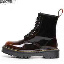 High-top color-changing green locomotive boots women's classic retro short boots men's and women's genuine leather boots 34 black