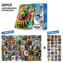 92PCS Italian Brainrot Cards with Stickers Tung Tung Tung Sahur Tralalero Tralala Collectible Cards Classic Toys Birthday Gifts blue