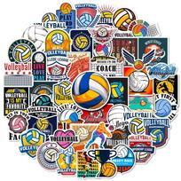 50 Volleyball Mixed Decals Volle Ball Volleyball Sports Graffiti Decals Car Suitcase Water-Repellent Stickers Premium yellow