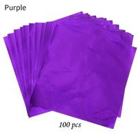 100 VNT. Auksinės spalvos aliuminio folijos skardinės vyniojamasis popierius Metalinis įspaudas Saldainių šokolado popierius Vestuvių vakarėlio reikmenys Other purple