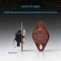 Manual Reset Bent Pin Temp Switch (45-150°C), Normally Closed, KSD301/303 for Water Dispensers 85°C Manual Reset NC Thermostat 10A 250V gray