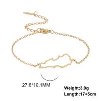 Teamer Lebanon Map Outline Hollow Charms Bracelet Stainless Steel Gold Color Adjustable Chain For Historical Jewelry 2026 New 17-22cm beige