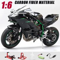 2026 Naujas purškalas 1:6 Kawasaki Racing Ninja 500 H2R Motociklo Simuliacinis Garsas Šviesa Greiti ir Įsiutę Vaikų Dovana Kolekcija Vertės Rodymo Modelis juodųjų pupelių spalva