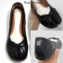 IPPEUM Batai su atskirais pirštais Tabis Balerinos Moteriški Juodi Odiniai Mary Janes Dydis 44 Drugelio Mazgas Balerinos Zapatos mujer US 10  (26.0CM) juoda