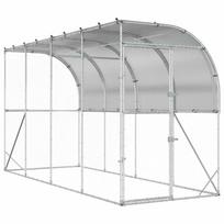 vidaXL Vištų narvas prie sienos Sidabrinė 600 x 150 x 215 cm