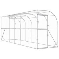 vidaXL Vištų narvas prie sienos Sidabrinė 600 x 150 x 215 cm