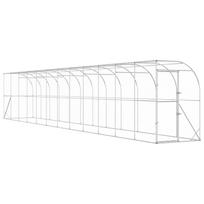 vidaXL Vištų narvas prie sienos Sidabrinė 600 x 150 x 215 cm