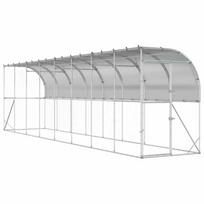 vidaXL Vištų narvas prie sienos Sidabrinė 600 x 150 x 215 cm