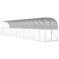 vidaXL Vištų narvas prie sienos Sidabrinė 600 x 150 x 215 cm
