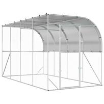vidaXL Vištų narvas prie sienos Sidabrinė 600 x 150 x 215 cm