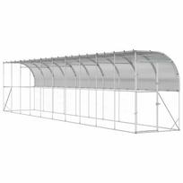 vidaXL Vištų narvas prie sienos Sidabrinė 600 x 150 x 215 cm