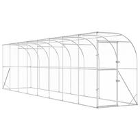 vidaXL Vištų narvas prie sienos Sidabrinė 600 x 150 x 215 cm