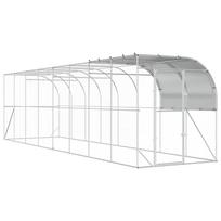 vidaXL Prie sienos esantis vištų narvas Sidabrinė 800 x 200 x 215 cm