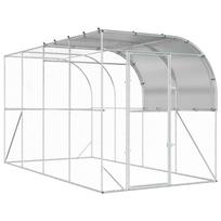 vidaXL Prie sienos esantis vištų narvas Sidabrinė 400 x 200 x 215 cm