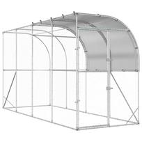 vidaXL Prie sienos esantis vištų narvas Sidabrinė 400 x 100 x 215 cm