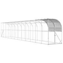 vidaXL Prie sienos esantis vištų narvas Sidabrinė 1200 x 100 x 215 cm