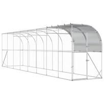 vidaXL Prie sienos esantis vištų narvas Sidabrinė 800 x 100 x 215 cm