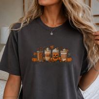 Halloween Coffee and kids tshirt, Pumpkin Spice Coffee Tee, Fall Coffee Lover and kids tshirt, Autumn Latte Graphic Tee, Cozy Fall and kids tshirt 4XL brown