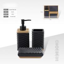 2026 Ceramic Bathroom Three Piece Set Hand Sanitizer Bottle Distribution Bottle Shower Gel Pressing Bottle black