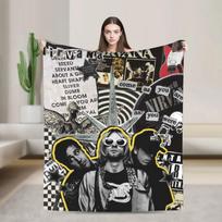 Nirvana Veido Juosta Antklodė Šilta Minkšta Raštuota Pliušinė Mėtoma Antklodė Lauko Kelionėms Biuras Flanelinė Paklodė Lovos Užvalkalas 75cm*90cm gray