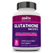 Zenith Nutrition Glutathione, NAC & Vitamin-C (For Skin and Antioxidant support) 30 Veg capsules