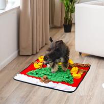 Christmas Themed Nose Feeding Mat, Dogs Sniff Mat with Anti Slip Bottom, Pet Snuffle Mats Puppy Square