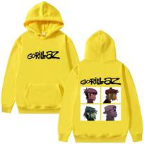 Gorillaz roko grupės mados albumas: raštuoti moteriški džemperiai su gobtuvu, hiphopo, alternatyvūs, retro stiliaus megztiniai XXL geltona