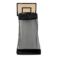 Wall-Mounted Basketball Laundry Hamper with Wood Rear Panel, Folding Steel Toss Frame, Removable Polyester Bag, and Lower Release Opening 1