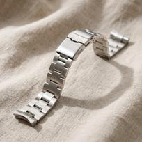 Orient MiLTAT Oyster Bracelet 20mm SUS316L Stainless Steel Watch Band for Mako 40 RN-AC0Q01B Brushed Silver Push-Button Flip-Lock Strap gray