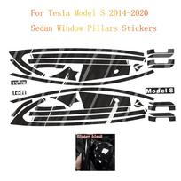 Skirta Tesla Model S 2014-2020 Sedano Langams Chromo Šalinimas Juodinimas ABC Stulpeliai Blizgūs Juodi Lipdukai