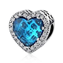 S925 Sterlingas Sidabras Murano Stiklas Raudoni Karoliukai Mėlyni Rožiniai Violetiniai Apvalus Pakabukas Plata De Ley S925 Originaliam Apyrankės Papuošalui blue