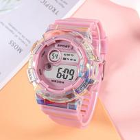 Fashion Kids Watches LED Digital Watch for Kids Boys and Girls Sports Clock Alarm Luminous Students Electronic Wristwatch Gifts pink