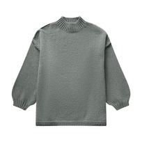 Women's European & American Street Fashion Multi-color Semi-high Neck Knitted Sweater Coat Small gray