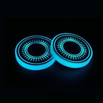 For Car Interior Lighting LED Car Cup Holder Ambient Interior Lights Vibration Activated Auto Power Off 15s USB Rechargeable blue