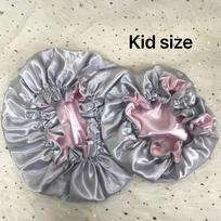 Hair Bonnets Drawstring Reversible Satin Bonnets Double Layer Long Band Silk Bonnet with logo Provide Samples gray