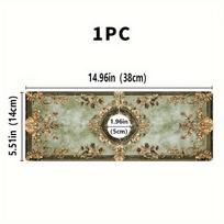 1Pcs Vintage Green Floral Pattern Sink Faucet Absorbent Mat, Drainage Pad, Kitchen Bathroom Sink, Countertop Drain Pad 10*38cm beige