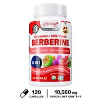 Airboy 14-in-1 Complex: Berberine Capsules with Ceylon Cinnamon and Milk Thistle Formula – For Daily Health Maintenance 120*1