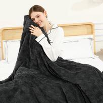 Šildomas pledas Elektrinis languotas vilnos mišinys 6 nustatymai Pilkas 75cm*90cm beige