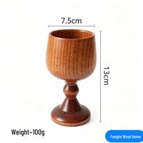 Creative Solid Wood High-Foot Luxury Wine Glass. brown