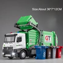 1:24 Scale Watering Cement Dump Trucks Model Garbage Truck Toy Car Sound Light Doors Opened Engineering Vehicles Child Gifts gray